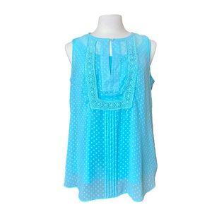 Daniel Rainn sleeveless sheer aqua top with undershirt, Sz 1X